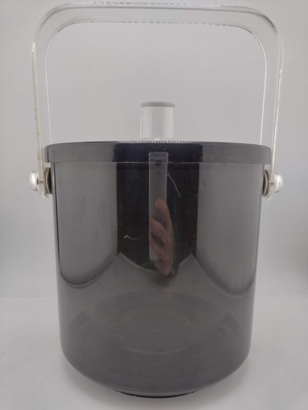 MCM 3 PC LUCITE/BLACK ICE BUCKET W TONGS - Image 5