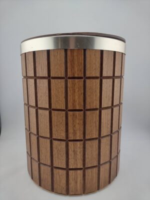 Vintage Ransburg MCM Walnut Ice Bucket Indianapolis with Insert and Lid