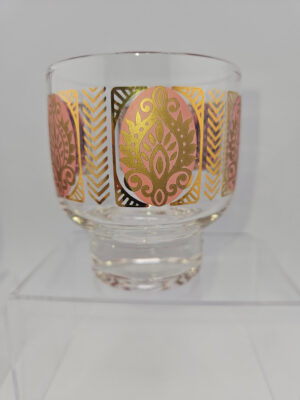 Federal Glass by Eva Zeisel Paisley Footed Low Ball Glasses, set of 4