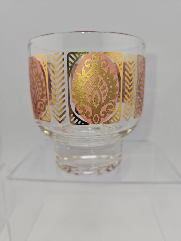Federal Glass by Eva Zeisel Paisley Footed Low Ball Glasses, set of 4