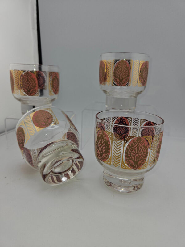 Federal Glass by Eva Zeisel Paisley Footed Low Ball Glasses, set of 4 - Image 5