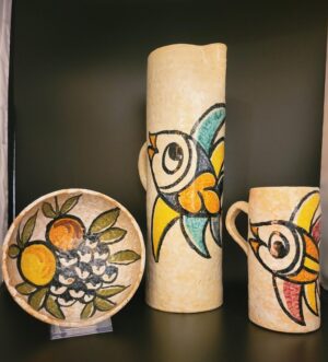 ESPANA S/6 FISH MUGS W PITCHER & 5 BOWLS