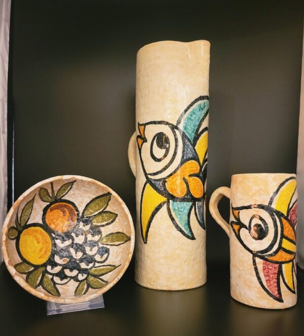 ESPANA S/6 FISH MUGS W PITCHER & 5 BOWLS