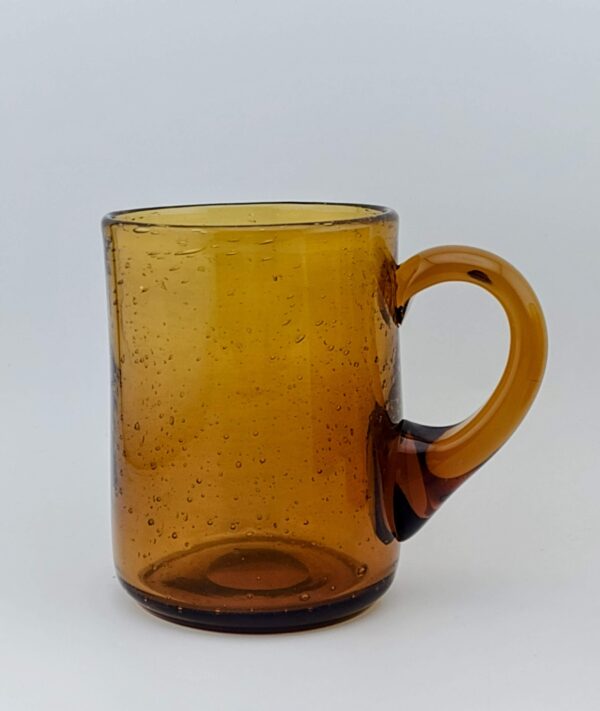 ERIK HÖGLUND for KOSTA BODA MODEL H927 AMBER SEEDED BUBBLE GLASS MUGS S/6 - Image 2