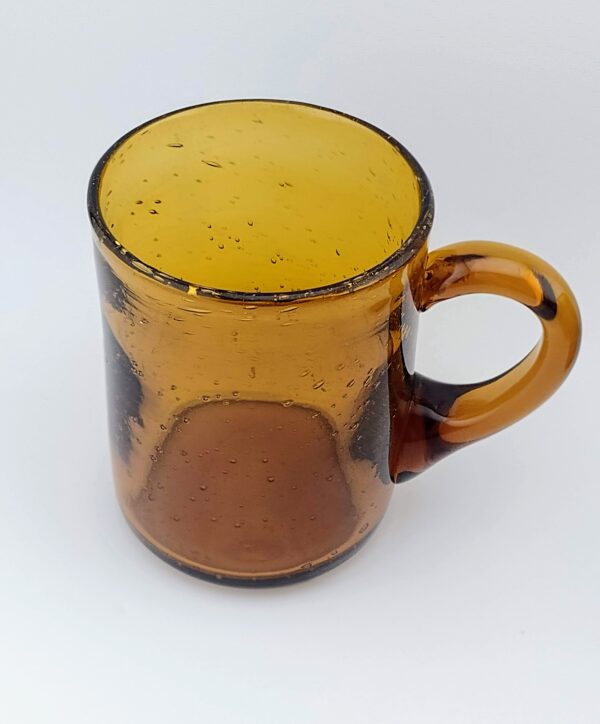 ERIK HÖGLUND for KOSTA BODA MODEL H927 AMBER SEEDED BUBBLE GLASS MUGS S/6 - Image 3