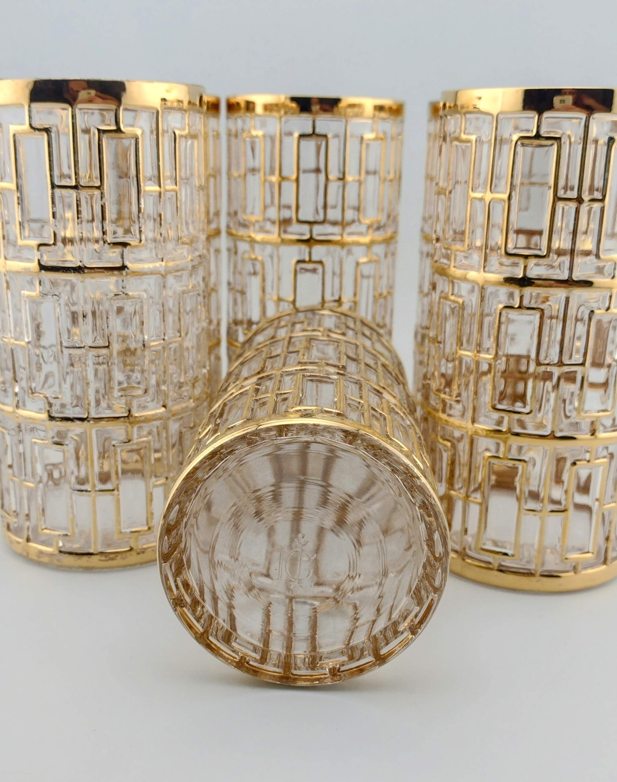 Imperial Glass Co. Shoji Trellis 22K Tumblers, Set of 6