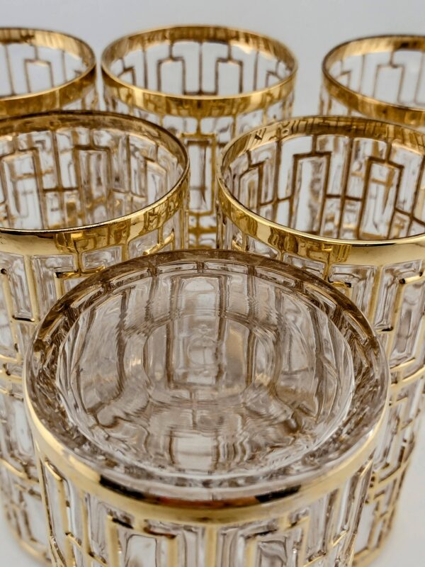 Imperial Glass Co. Shoji Trellis 22K Tumblers, Set of 6 - Image 6
