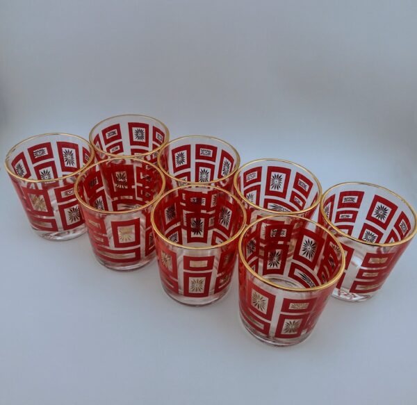 JEANETTE RED/GOLD GEOMETRIC STARBURST Set of 8 - Image 9