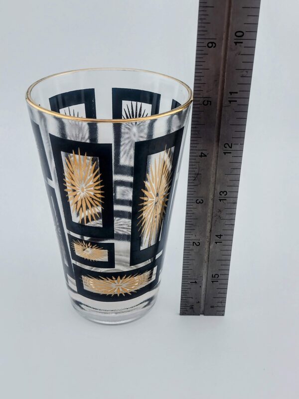 Black & Gold Geometric Starburst Tumblers, Set of 8 with Rack - Image 3