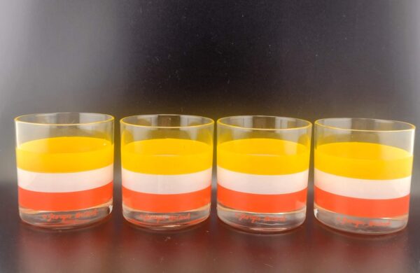 Georges Briard Orange, Yellow & Whited Striped Double Old Fashioned, Set of 4 - Image 6
