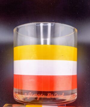 Georges Briard Orange, Yellow & Whited Striped Double Old Fashioned, Set of 4