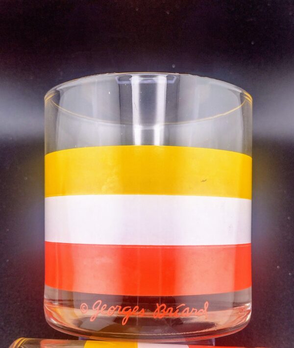 Georges Briard Orange, Yellow & Whited Striped Double Old Fashioned, Set of 4