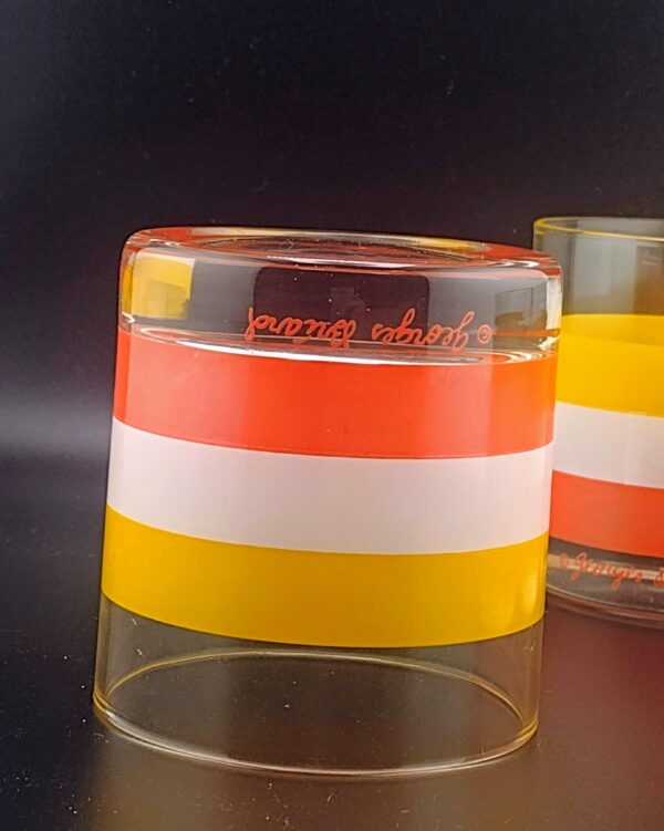 Georges Briard Orange, Yellow & Whited Striped Double Old Fashioned, Set of 4 - Image 5