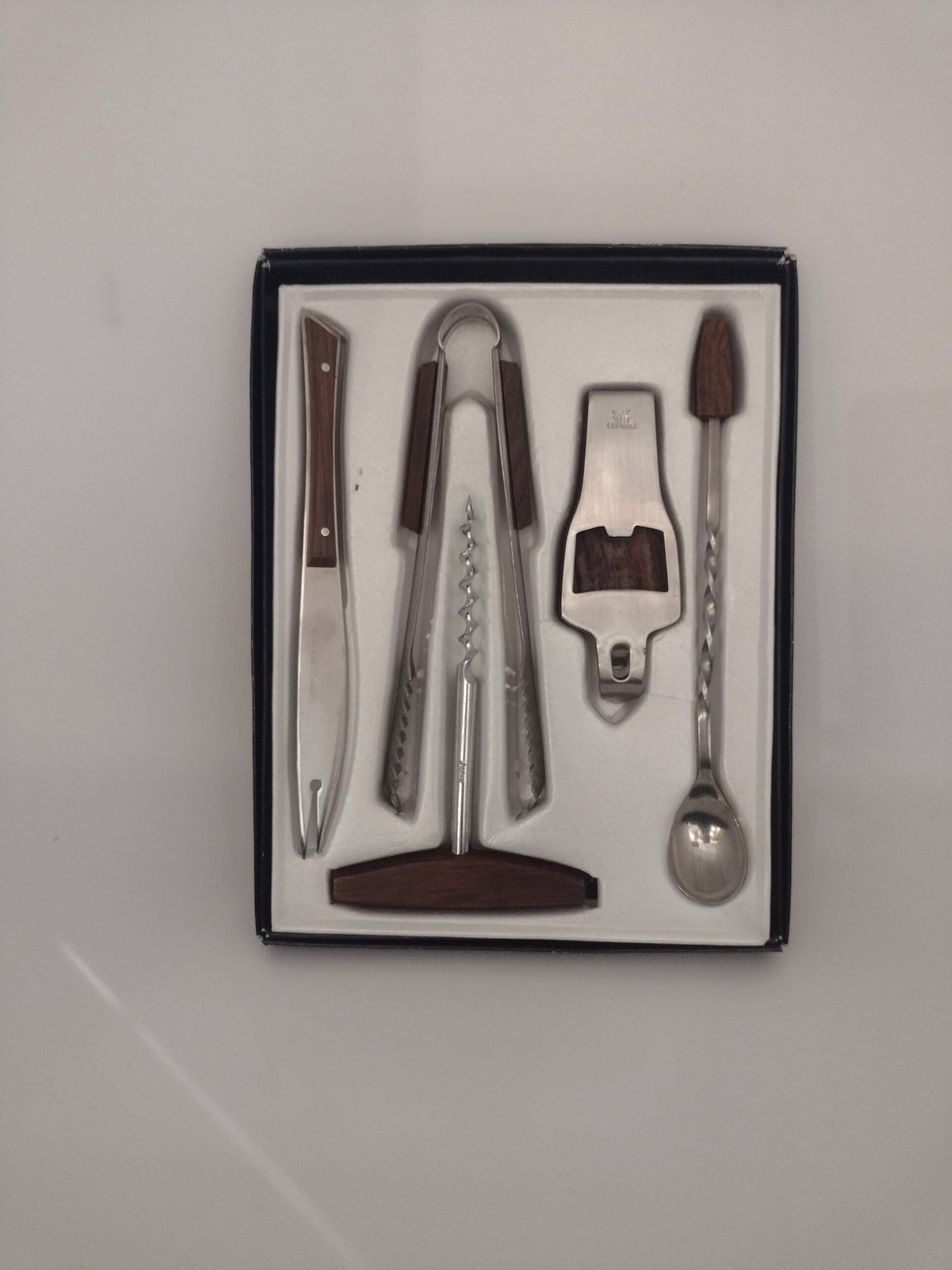Bar Tools 5 Piece Set, Rosewood & Stainless Steel