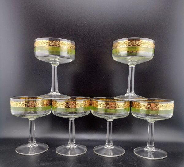 Starlyte Green & Gold Scroll Coupe, Set of 6 - Image 7