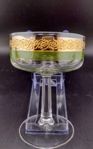 Starlyte Green & Gold Scroll Coupe, Set of 6