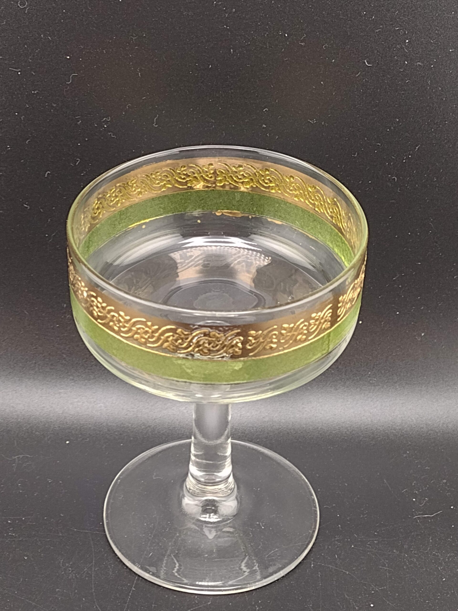Starlyte Green & Gold Scroll Coupe, Set of 6