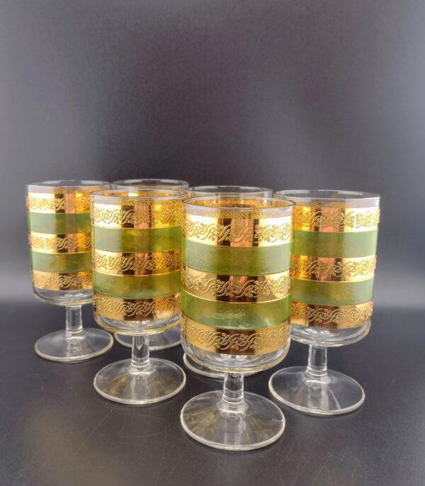 Starlyte Green & Gold Stemmed Scroll Cocktail/Wine, Set of 6 - Image 6