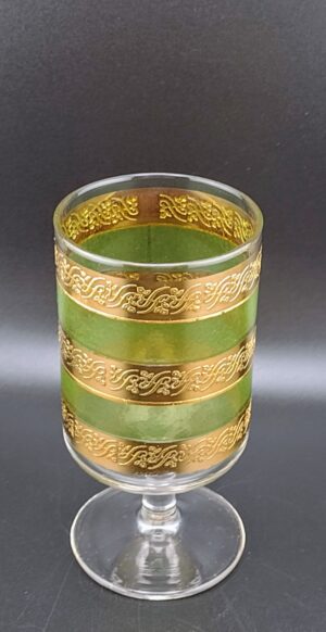 Starlyte Green & Gold Stemmed Scroll Cocktail/Wine, Set of 6