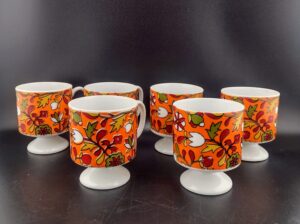 Holt Howard 1968 Skinny Orange Tea/Espresso cups 6 oz., Set of 6