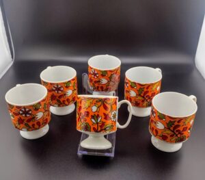 Holt Howard 1968 Skinny Orange Tea/Espresso cups 6 oz., Set of 6
