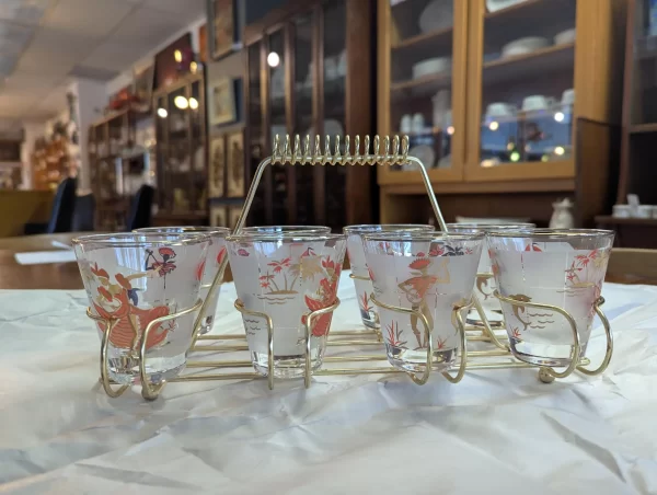 8 Libbey Calypso rocks glasses with metal rack - Image 3