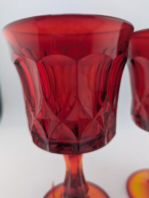 Noritake Perspective Red Glass Water Goblets