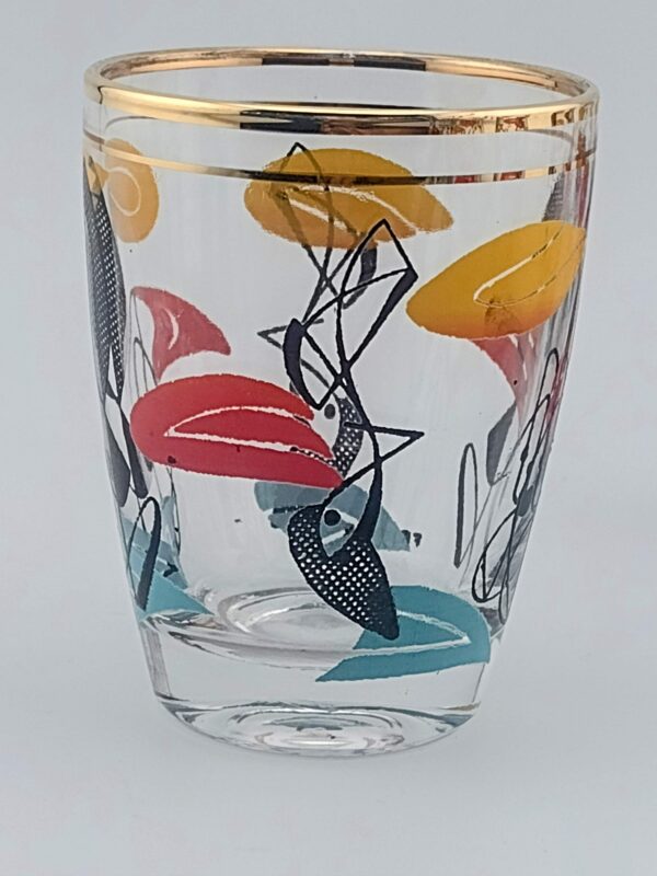 Vintage 50's French Enameled Shot Glass, Set of 6 with Rack - Image 8