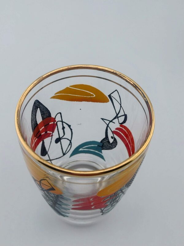 Vintage 50's French Enameled Shot Glass, Set of 6 with Rack - Image 10