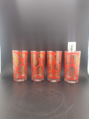 Culver Red Scroll High Ball, Set of 4