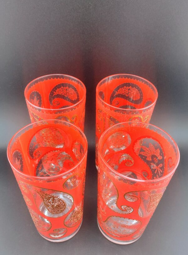 Culver Red Scroll High Ball, Set of 4 - Image 4