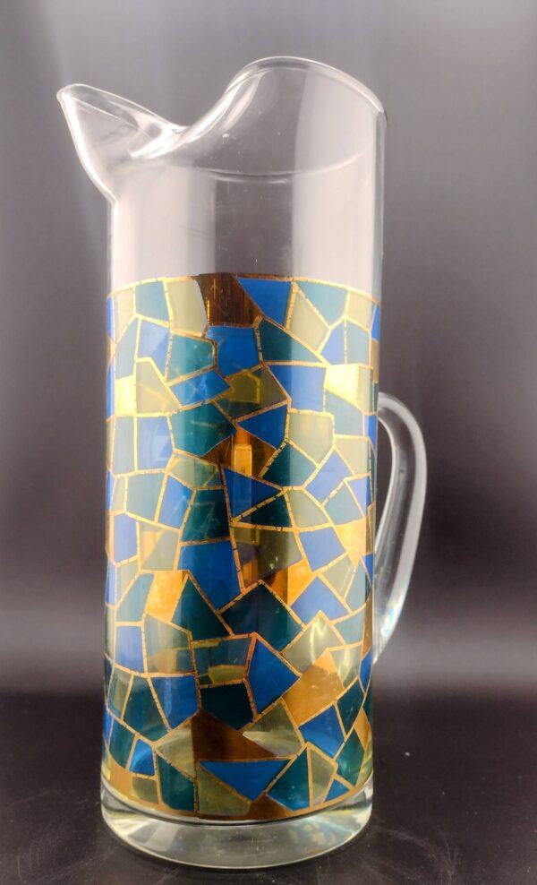 Stargazer Cocktail Pitcher with Set of 6 High Ball Glasses by West Virginia Glass Co. - Image 3