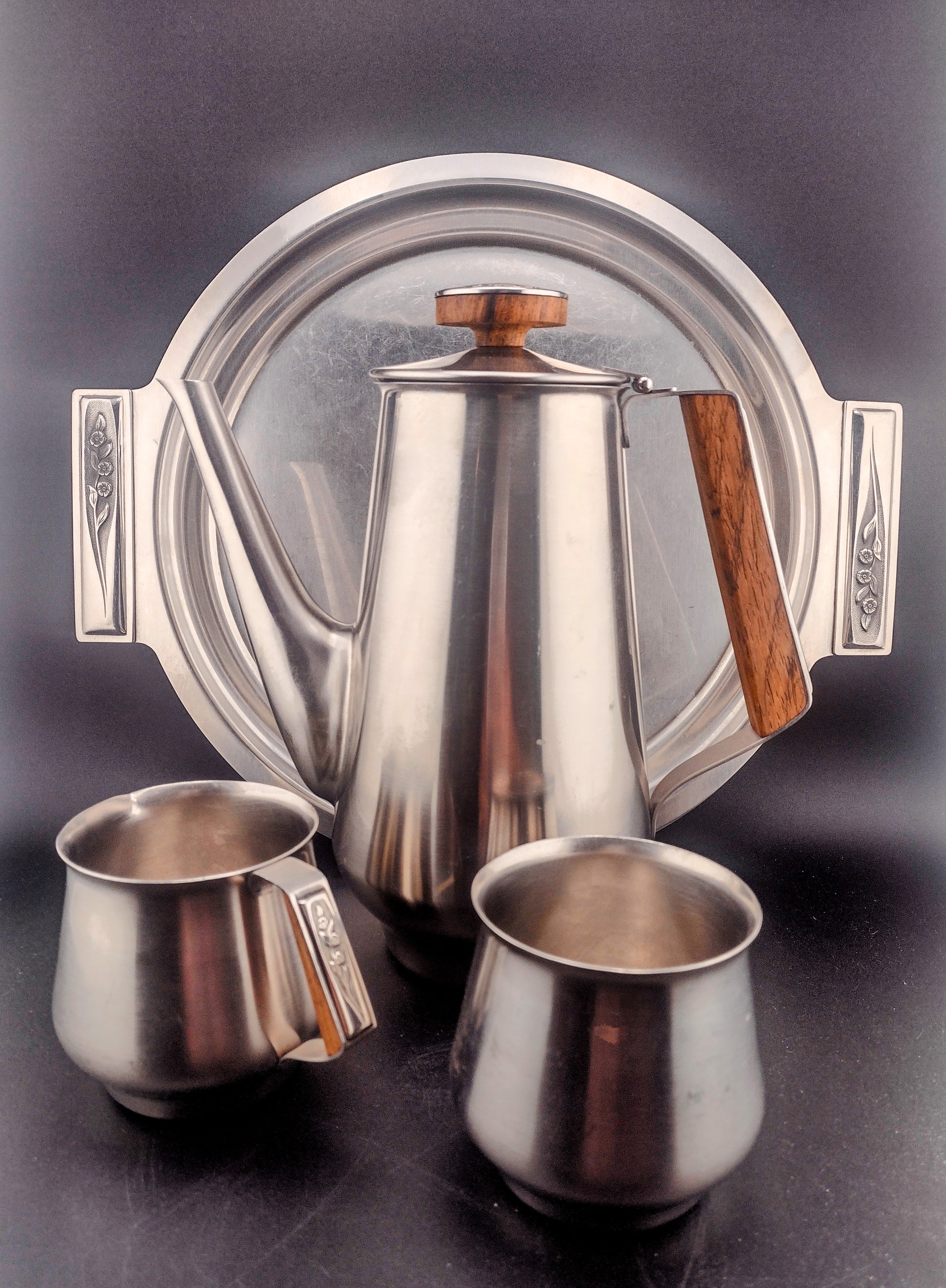 Beautiful Stainless Steel Coffee Set, 4 Pieces